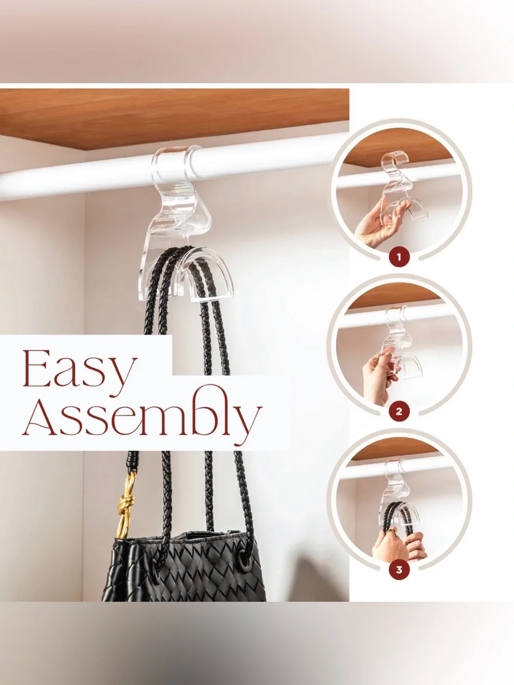 DomeNest Clear Acrylic Backpack & Purse Hangers for Closet, 4 Pack, Holds 66 lbs